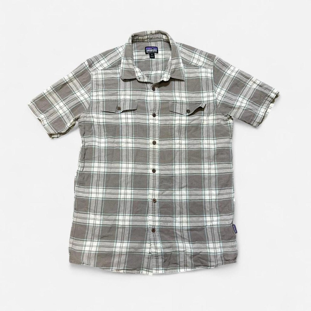 Patagonia Organic‎ Cotton Short Sleeve Plaid Button Up  Shirt Size M